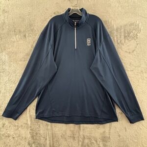 TPC Sawgrass 1/4 Zip Performance Pullover Mens XXL Navy Oxford Golf Long‎ Sleeve